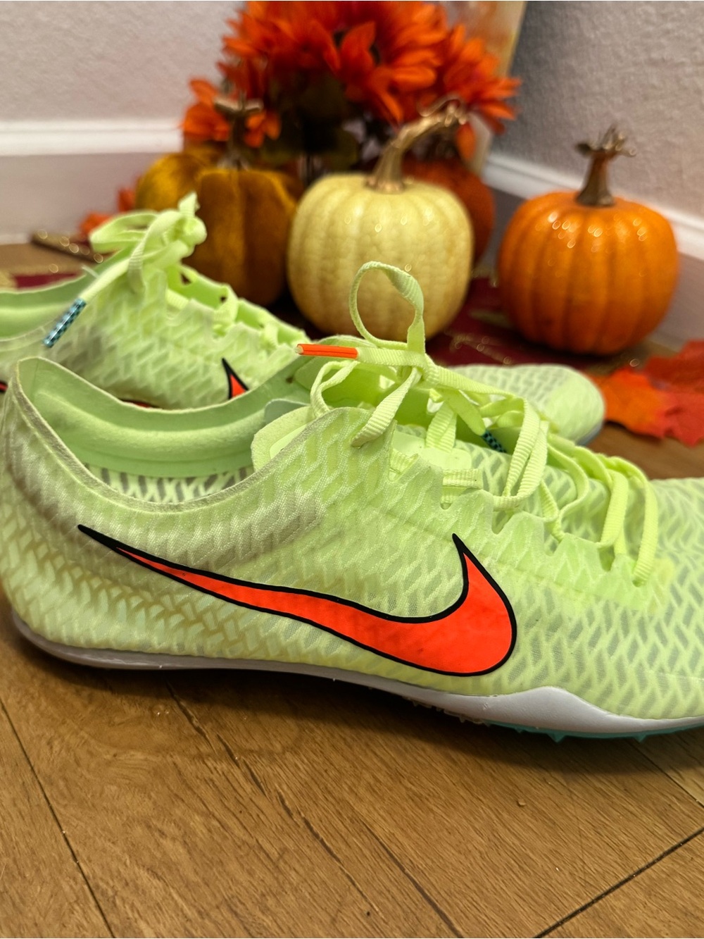 Nike Men's Neon Volt Sneakers with Bright Orange Swoosh